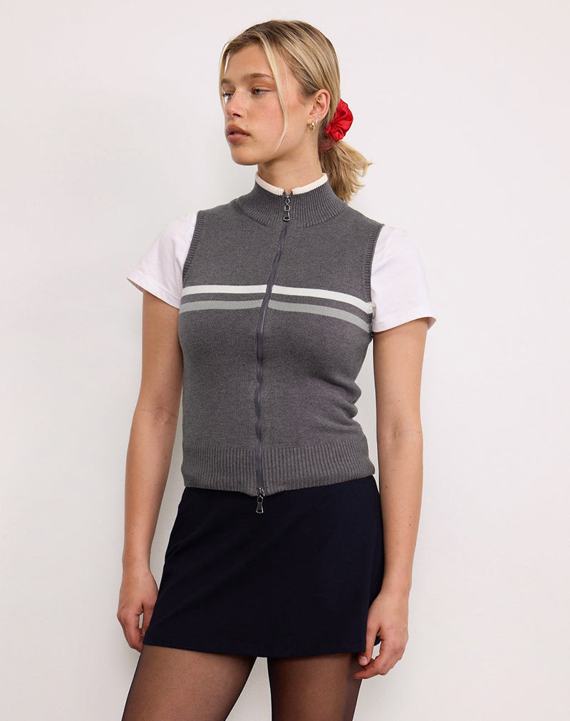 Tabeya ärmellose Strickjacke in Grau