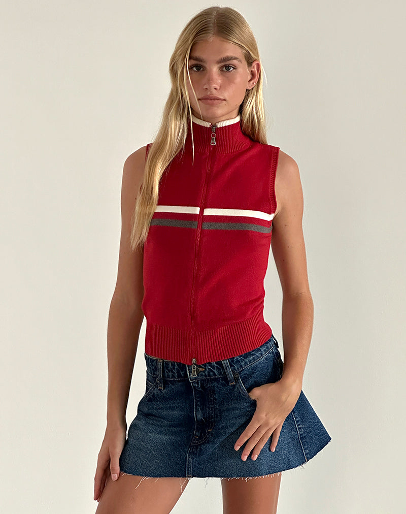 Tabeya ärmellose Strickjacke in Rot