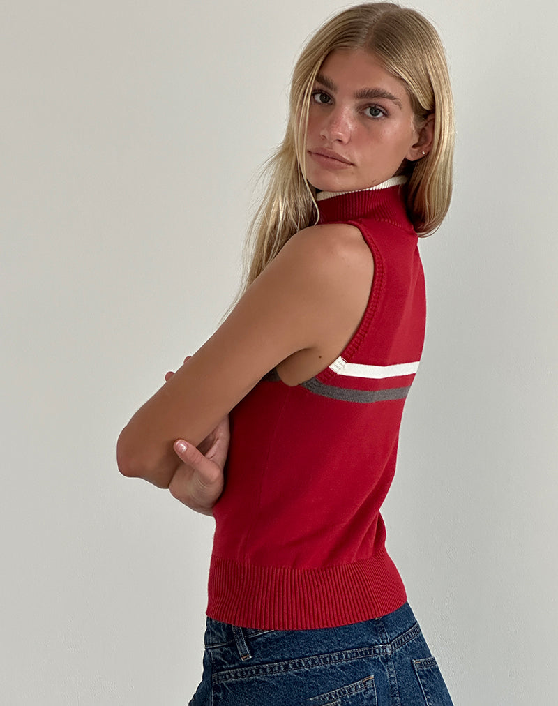 Image of Tabeya Ärmellose Strickjacke in Rot