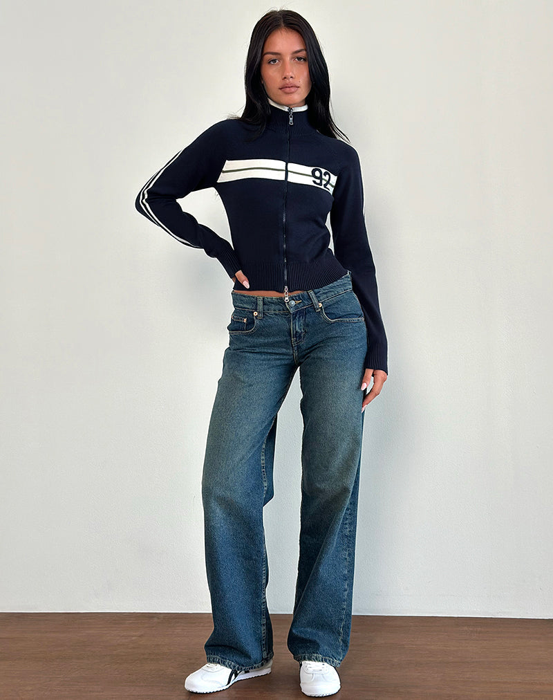 Image of Takiya Zip Through Jacke in Deep Navy mit 92 Design