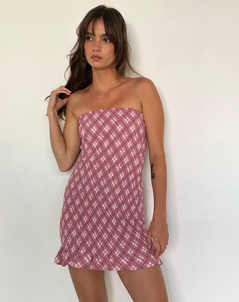 Bild von Takiyo Bandeau-Minikleid in Pink Tartan