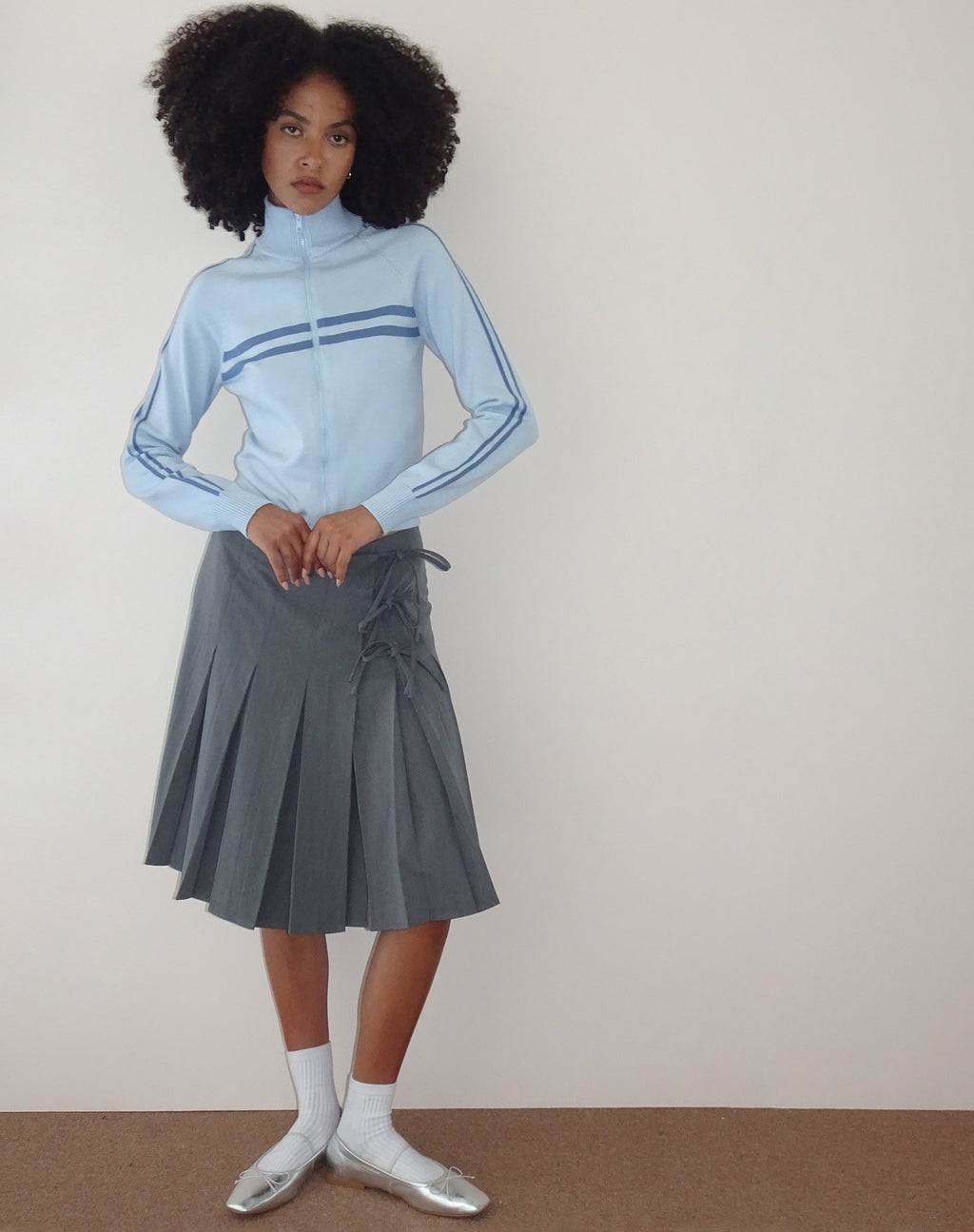 Talisa Sportliche Zip Through Jacke in Knit Hellblau