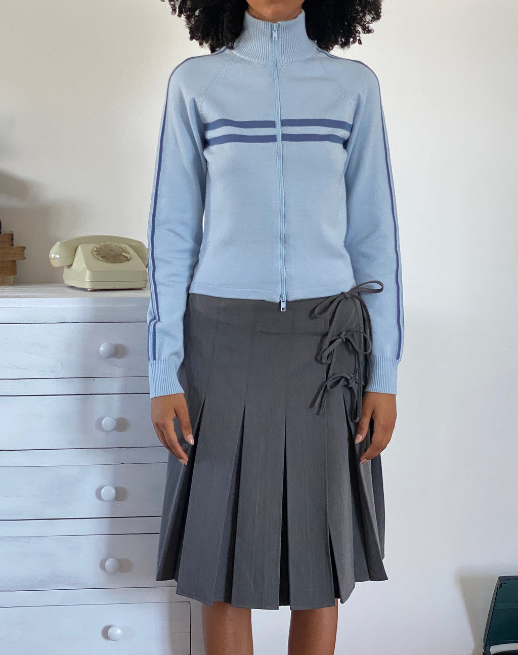 Talisa Sportliche Zip Through Jacke in Knit Hellblau