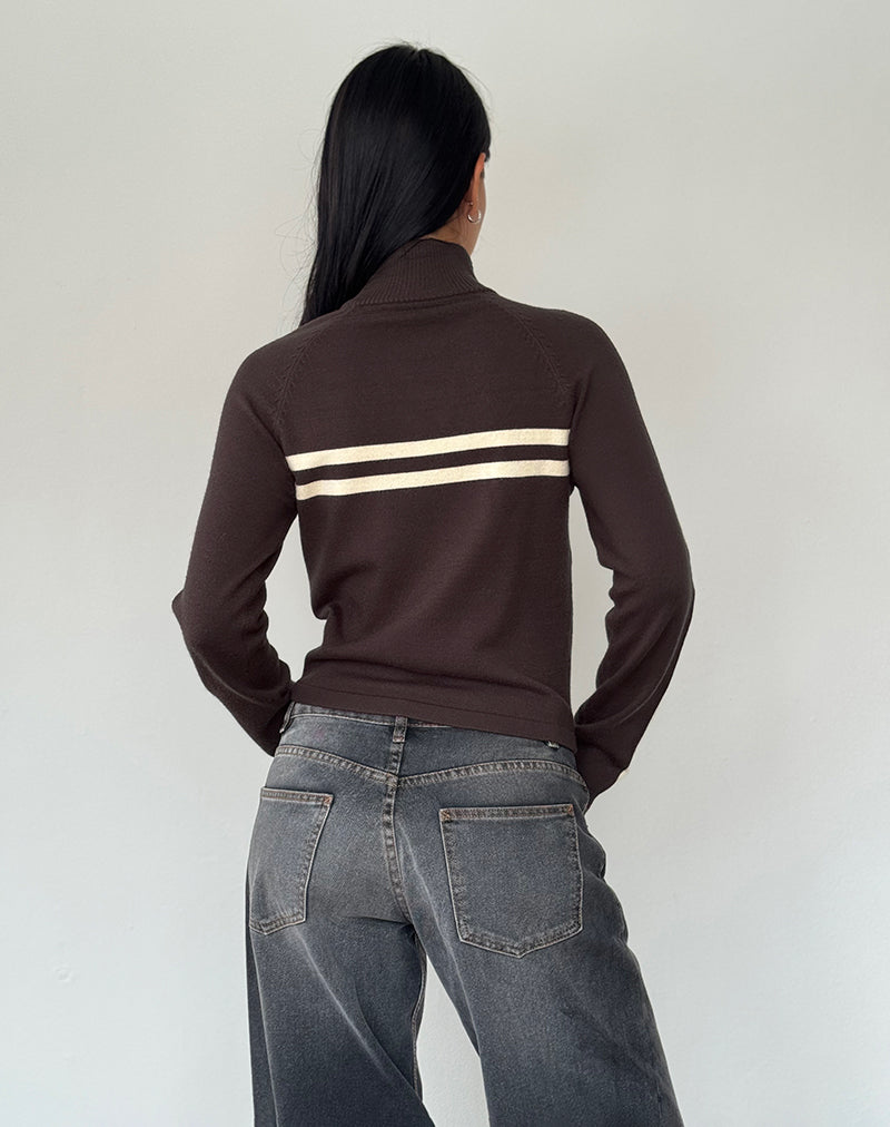 Image of Talisa Sportliche Zip Through Jacke in Braun