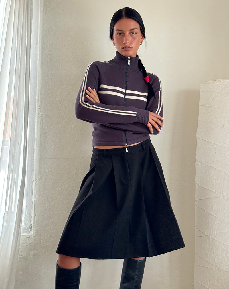 Image of Talisa Sportliche Zip Through Jacke in Anthrazit mit hellgrauen Streifen
