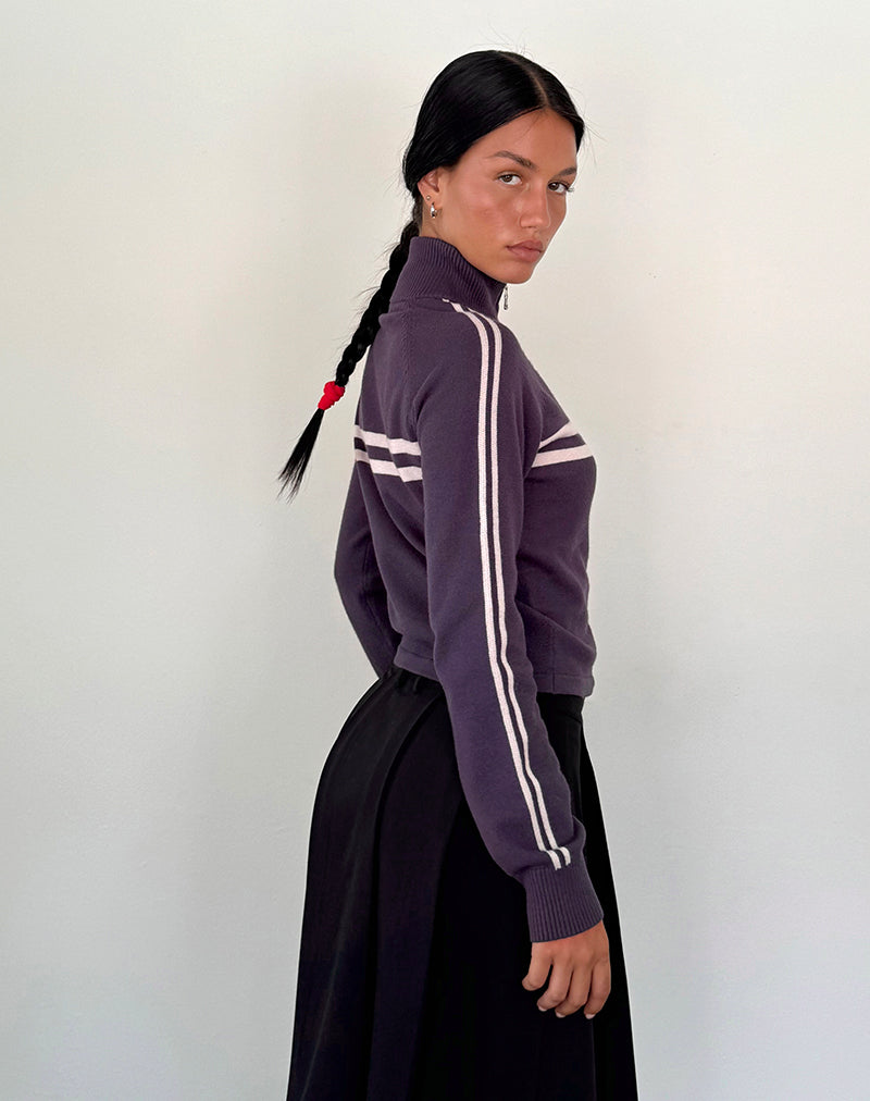 Image of Talisa Sportliche Zip Through Jacke in Anthrazit mit hellgrauen Streifen