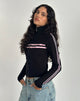 Image of Talisa Zip Through Jacke in Schwarz mit rosa Streifen