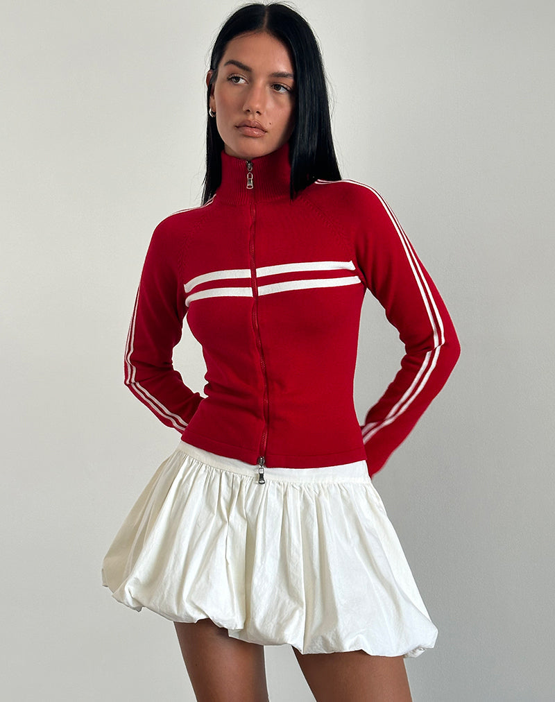 Abbildung der Talisa Zip Through Jacke in Rot mit weißen Streifen