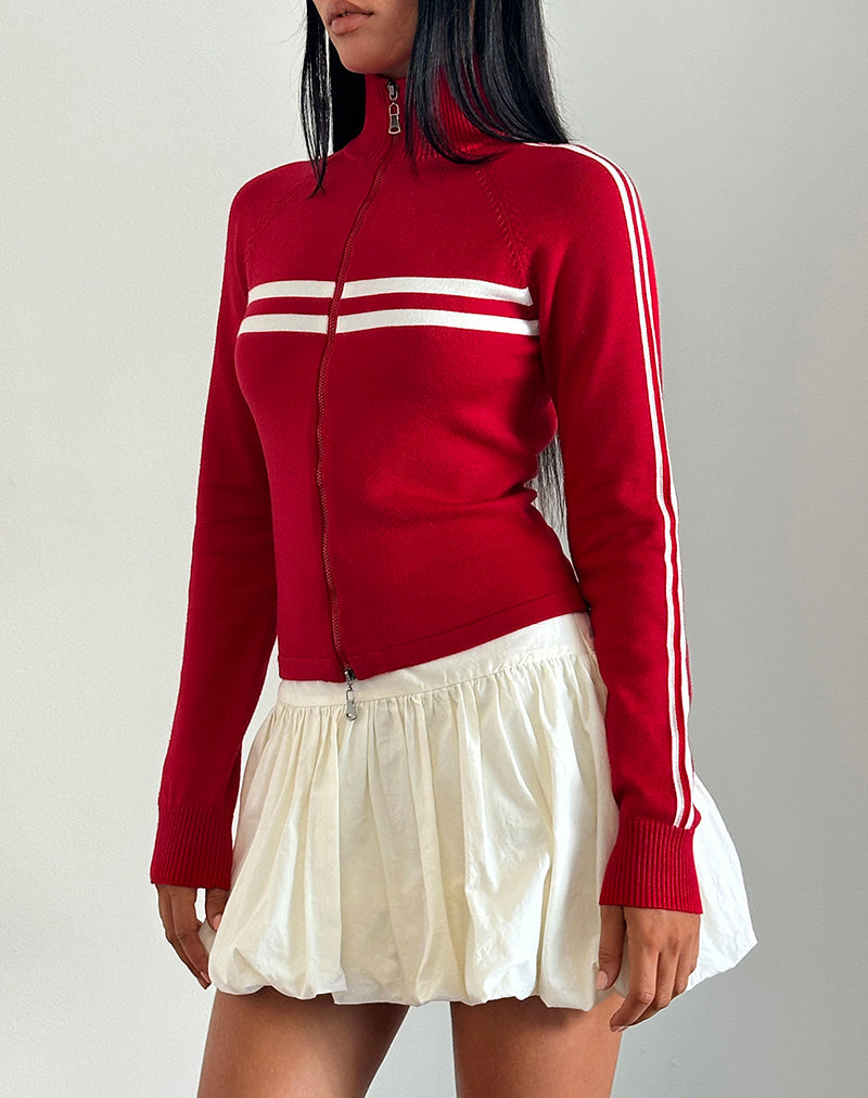 Abbildung der Talisa Zip Through Jacke in Rot mit weißen Streifen