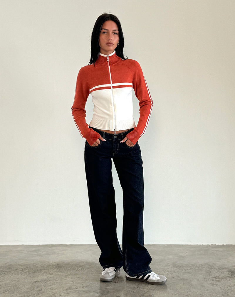 Bild von Talya Jacke in Panel Rot mit Weiß
