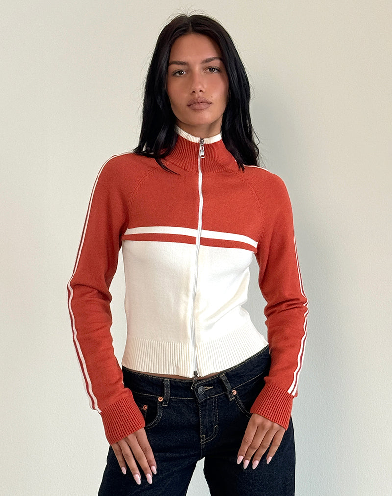 Talya Jacke in Panel Rot mit Weiß