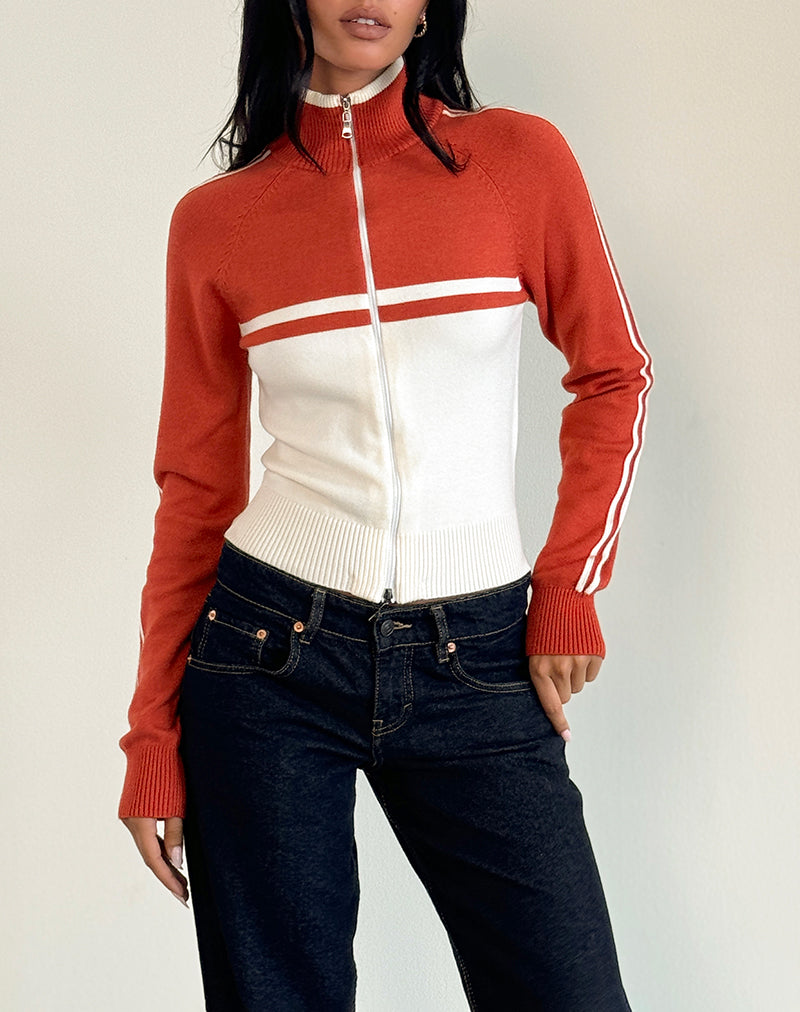 Bild von Talya Jacke in Panel Rot mit Weiß