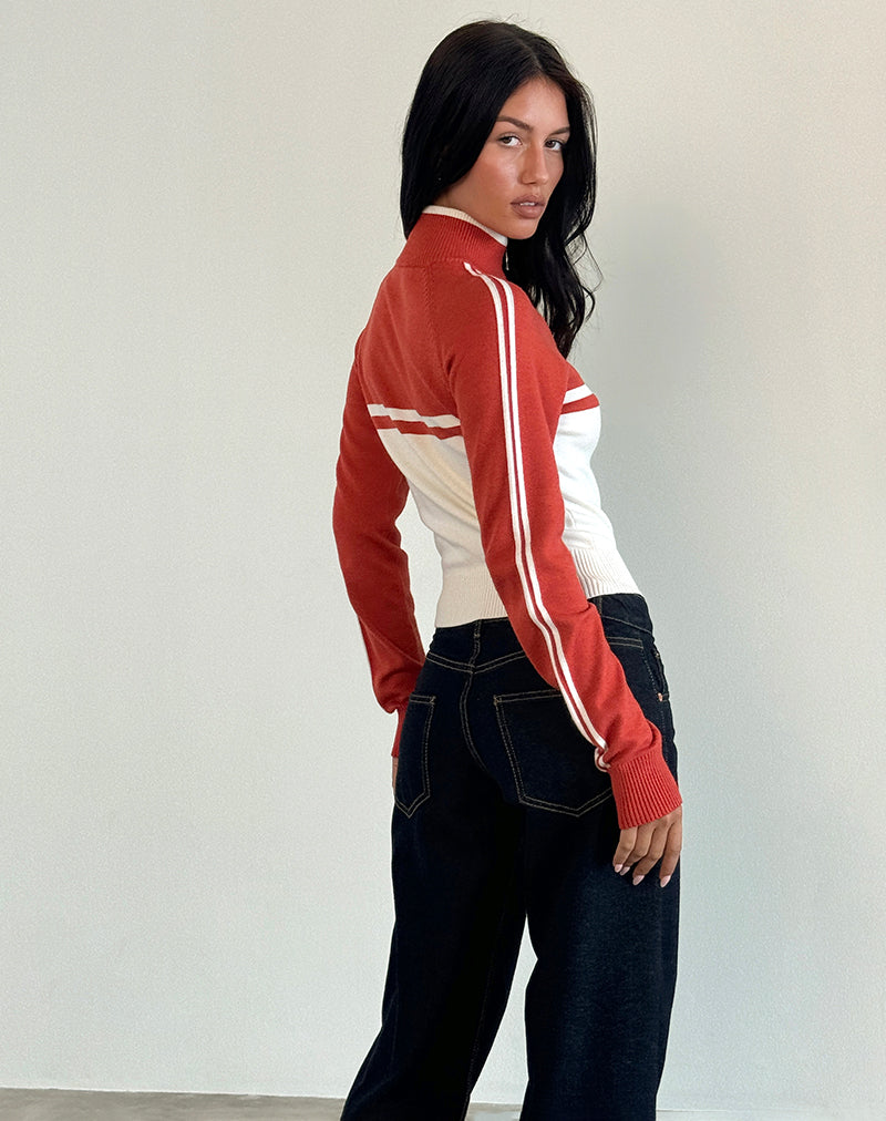 Bild von Talya Jacke in Panel Rot mit Weiß
