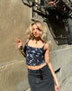 Image of Tamari Krawatte Detail Mesh Vest Top in Diffused Floral Navy