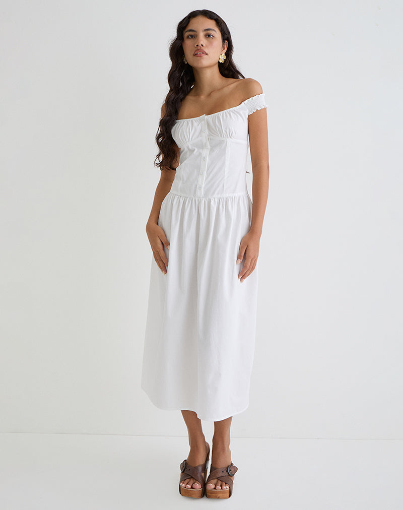 Tamashi Schulternahes Maxikleid in Weiß