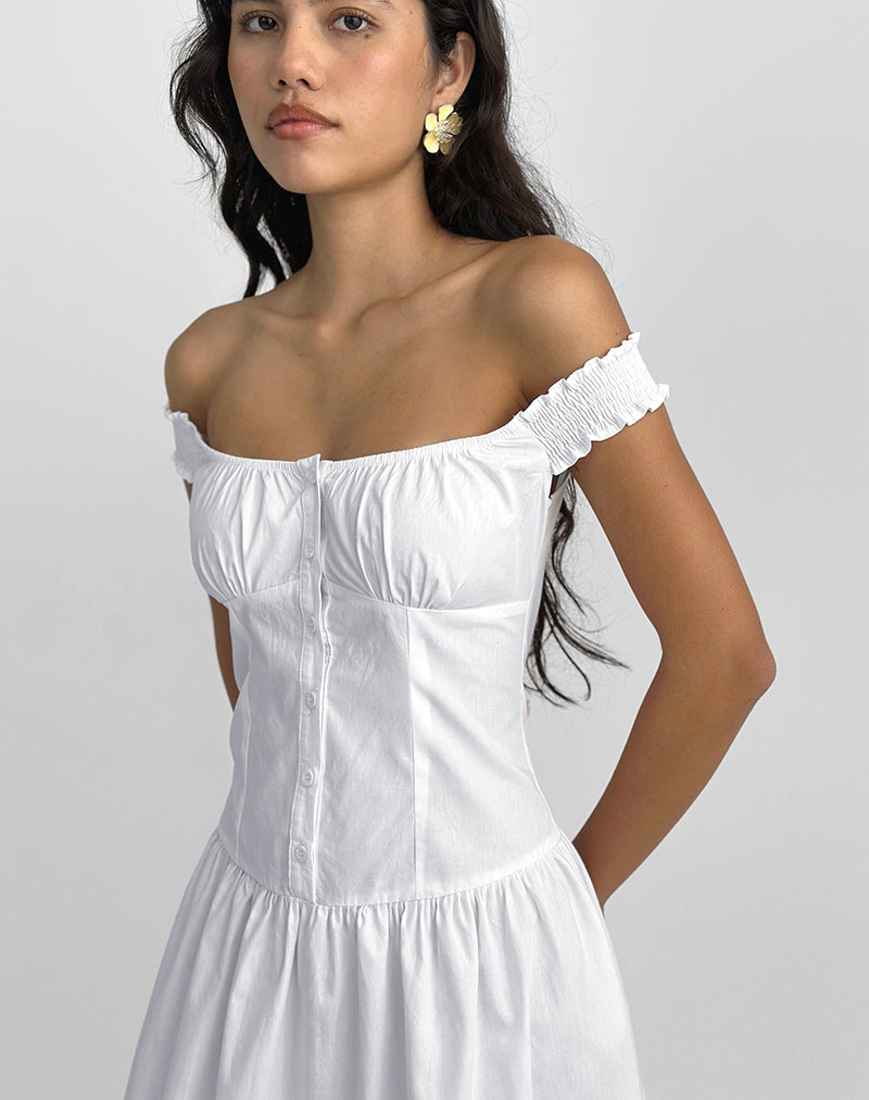 Tamashi Schulternahes Maxikleid in Weiß