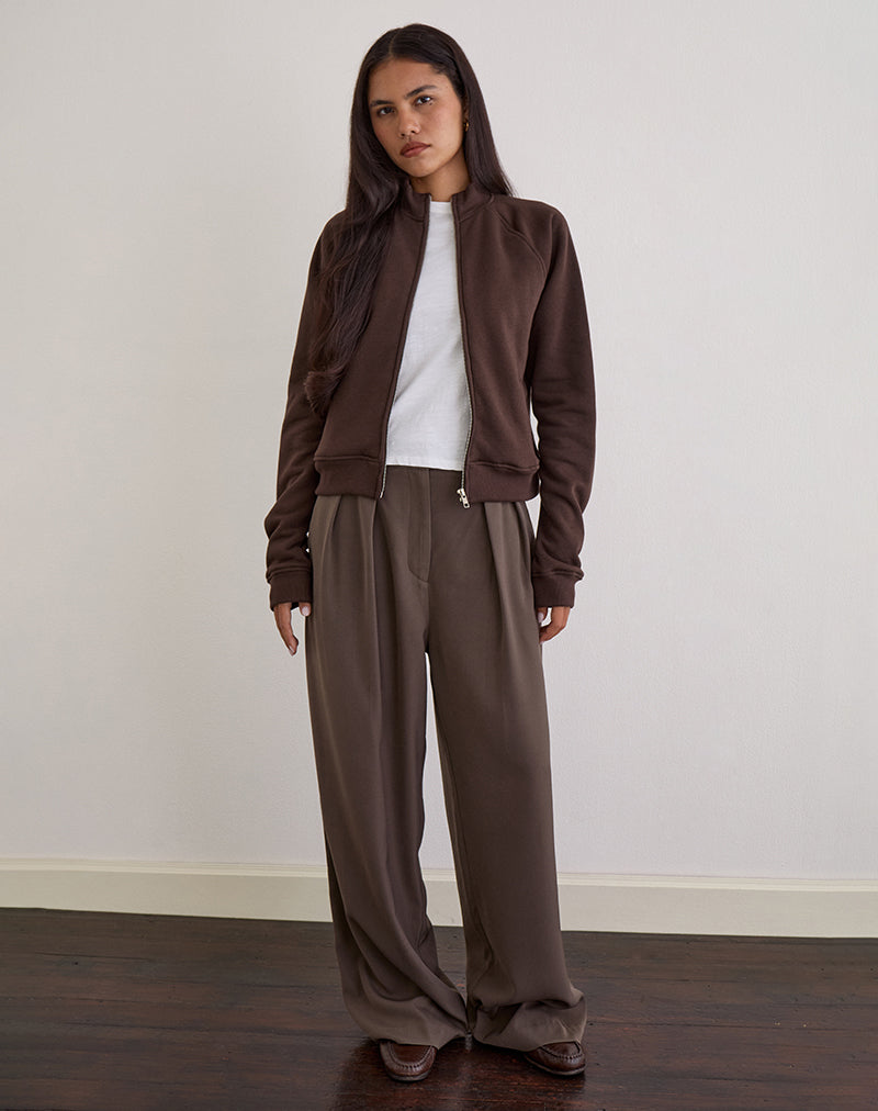 Tamayo Zip Turtleneck Jumper in Bitter Chocolate
