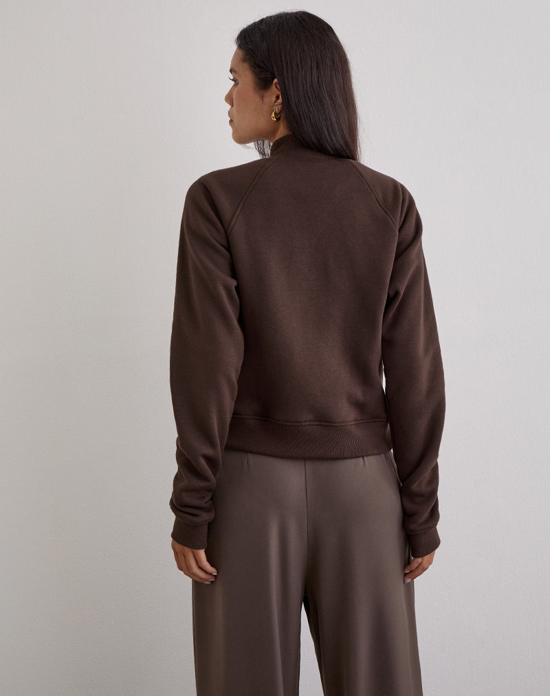 Image of Tamayo Zip Turtleneck Jumper in Bitter Chocolate