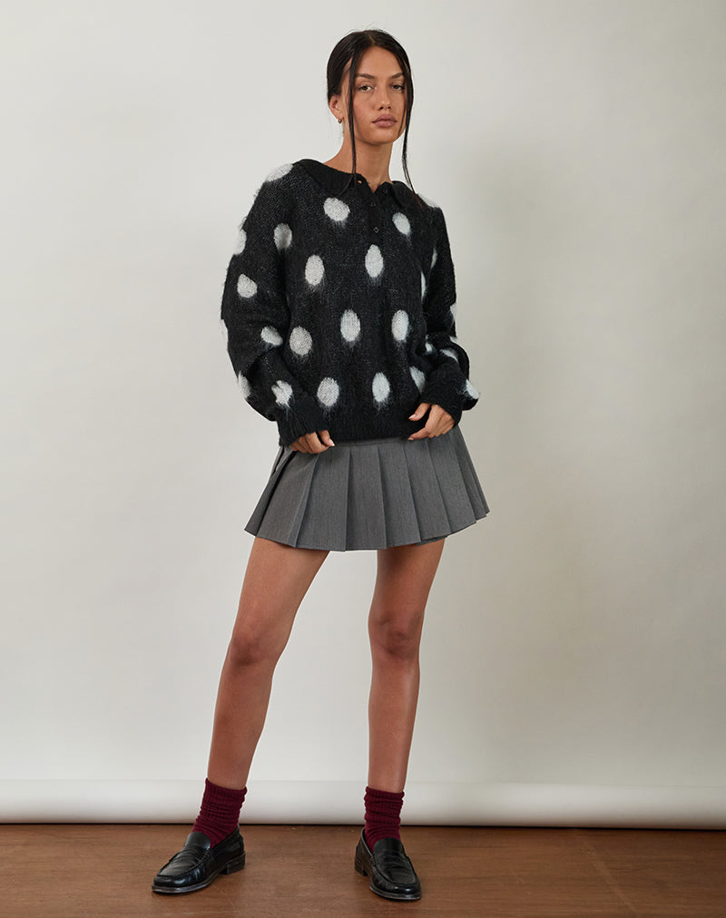 Image of Tamika Übergroßer Pullover in Polka Schwarz