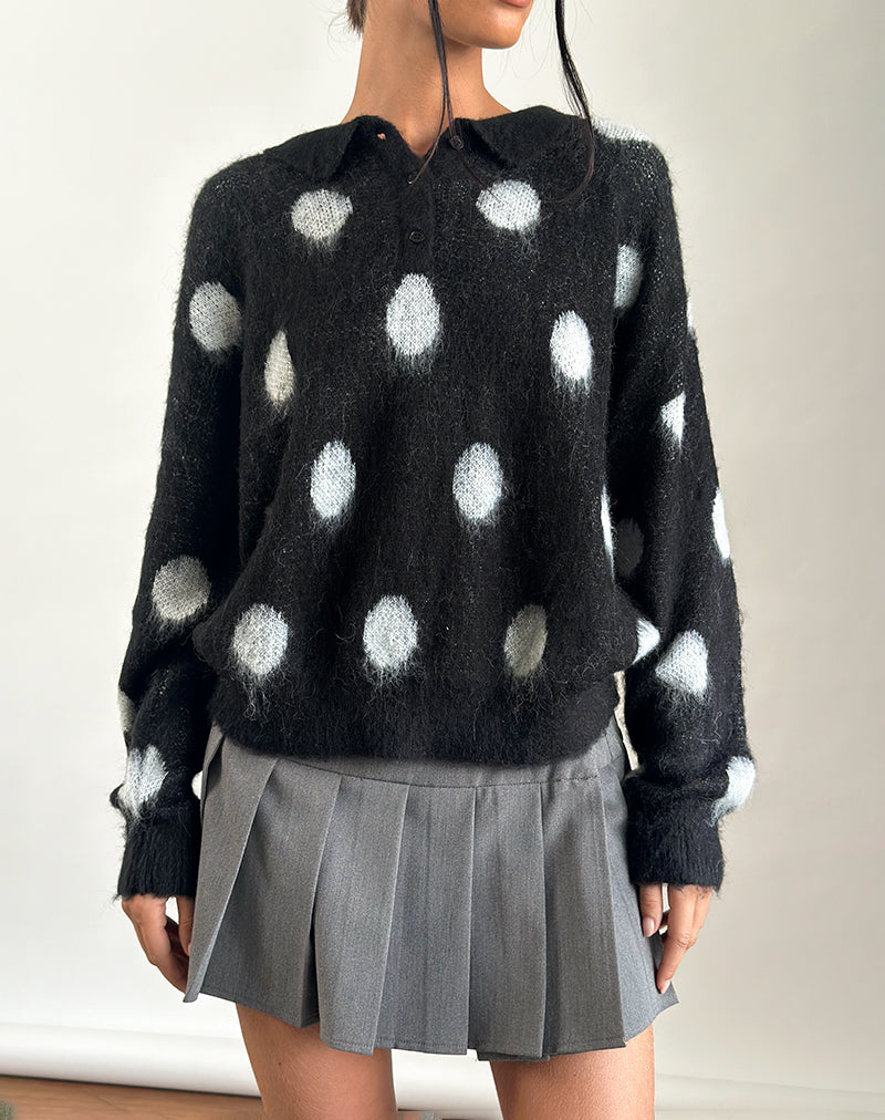 Image of Tamika Übergroßer Pullover in Polka Schwarz