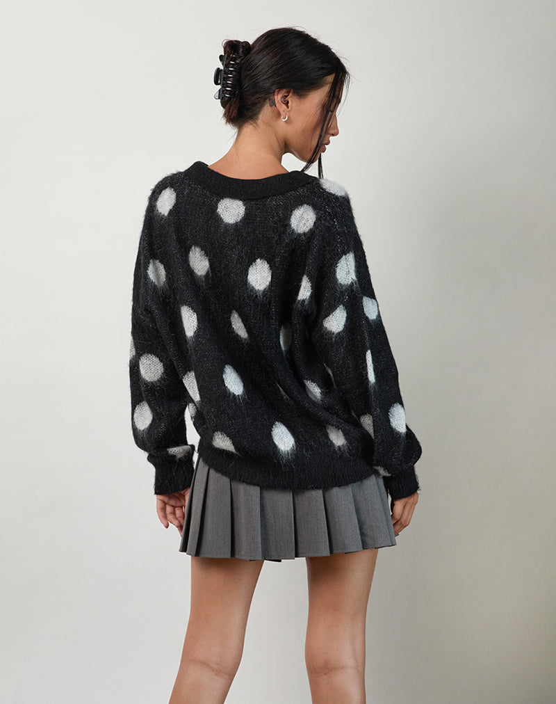 Image of Tamika Übergroßer Pullover in Polka Schwarz