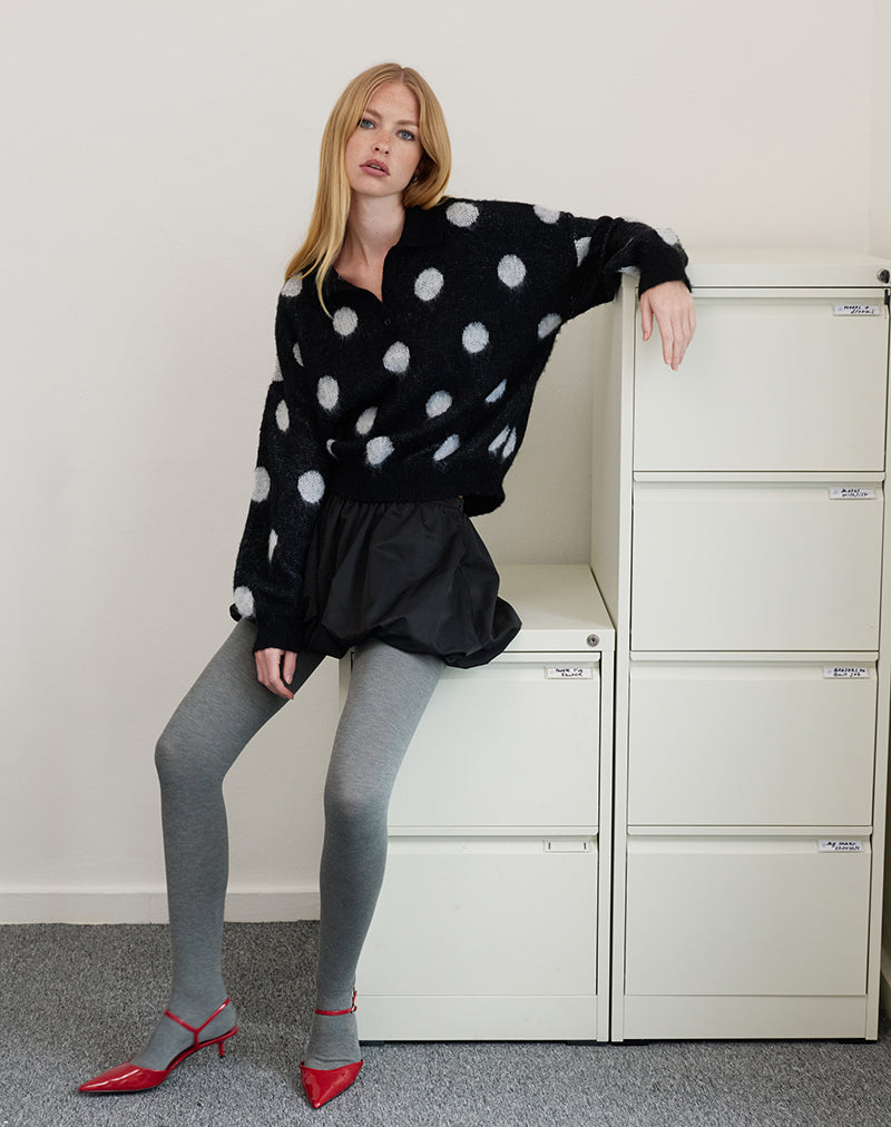 Tamika Übergroßer Pullover in Polka Schwarz
