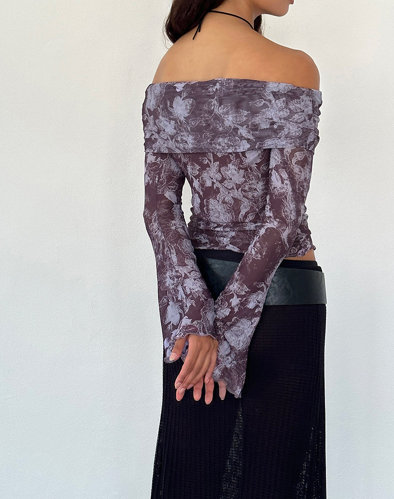 Bild von Noelle Bardot Top in Botanic Sketch Lila