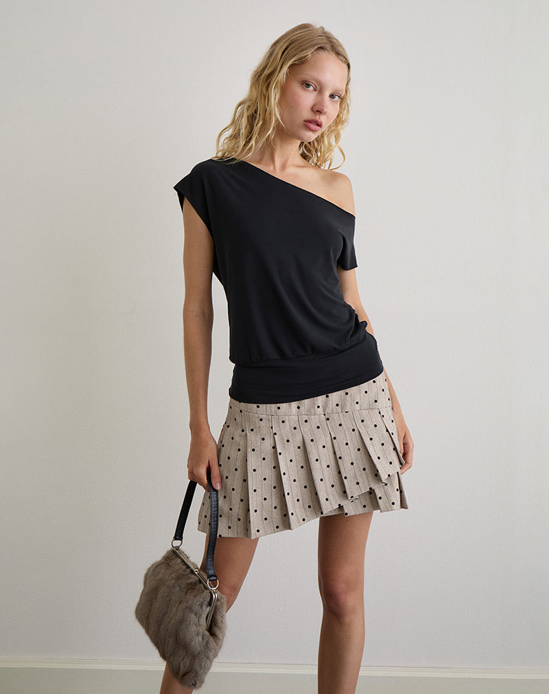 Tarja Minirock in Beige mit Polka-Nadelstreifen