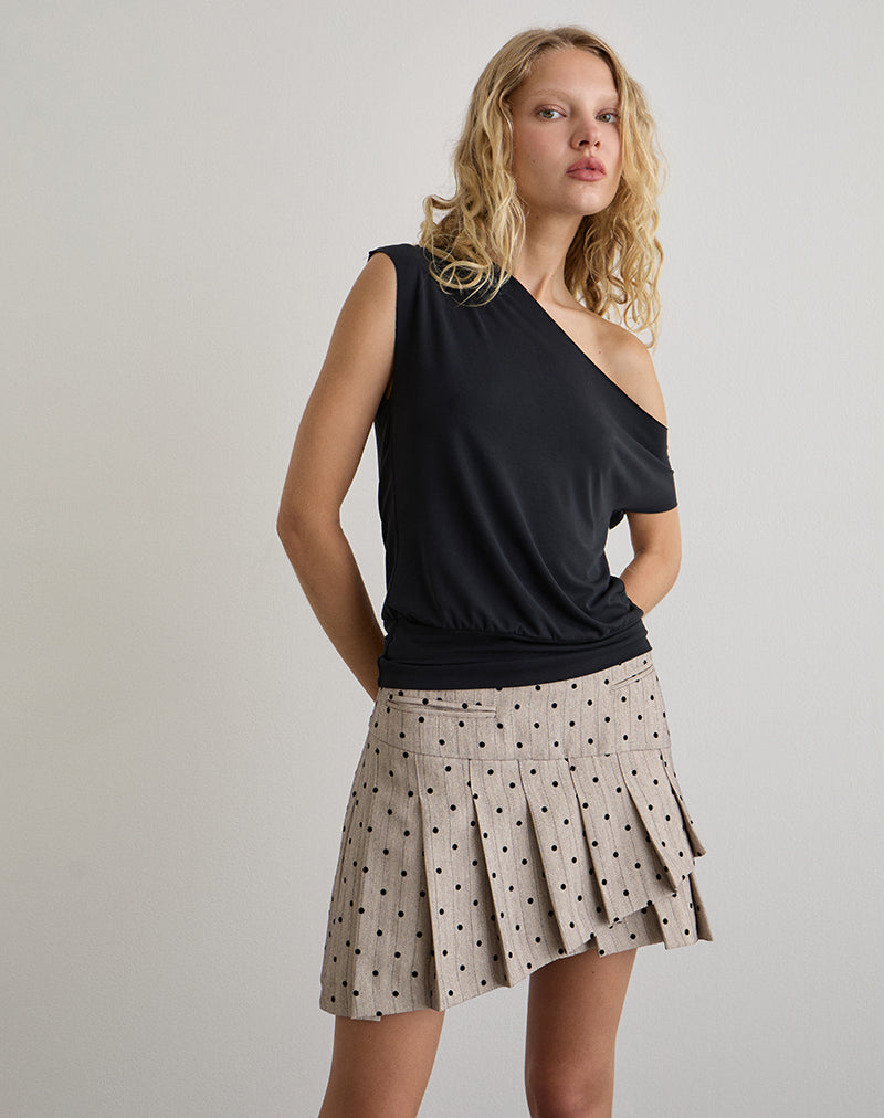 Image of Tarja Minirock in Beige mit Polka Nadelstreifen
