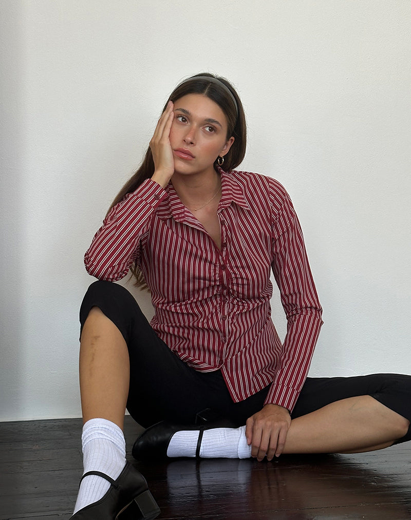 Tarsi Gestreiftes Hemd in Maroon Streifen