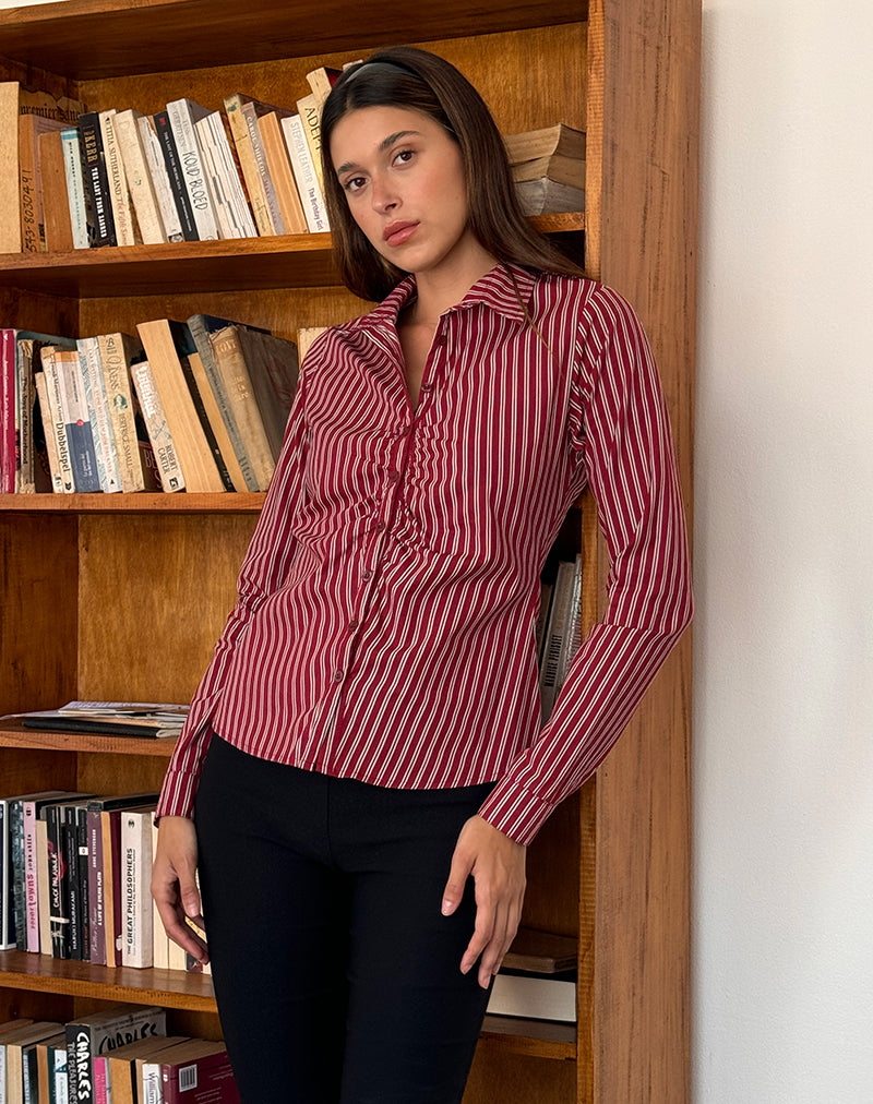 Tarsi Gestreiftes Hemd in Maroon Streifen