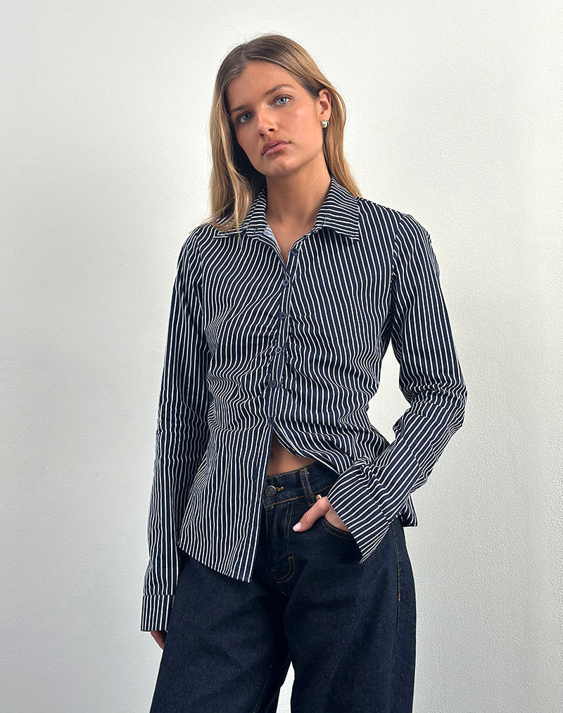 Image of Tarsi Hemd in Monostreifen Navy