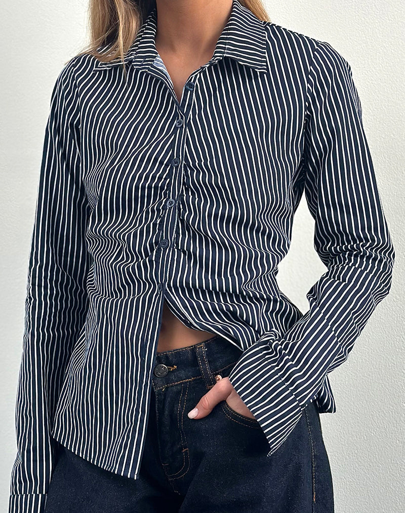 Tarsi Hemd mit Monostreifen Navy