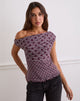 Bild von Tarya Asymmetrisches Top in Streifen Polka Pflaume