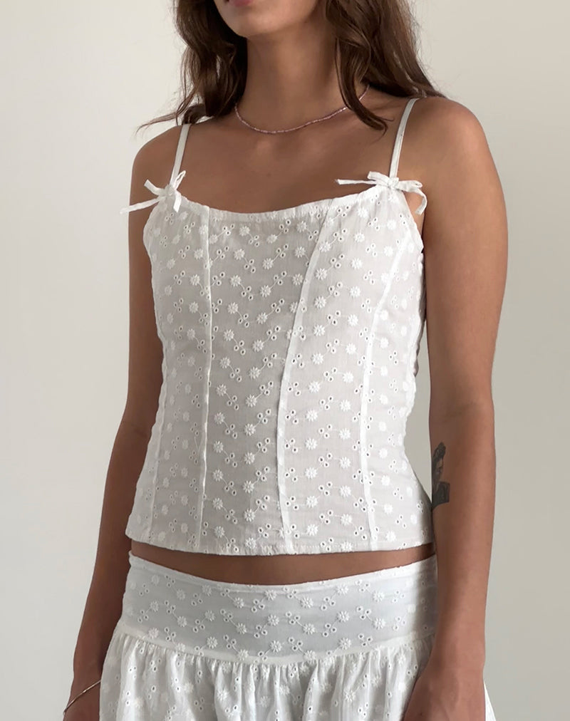 Image of Tasma Korsett-Top aus gewebter Broderie Weiß