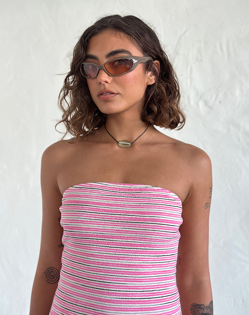 Tatan Wrap Around Sonnenbrille in Taupe