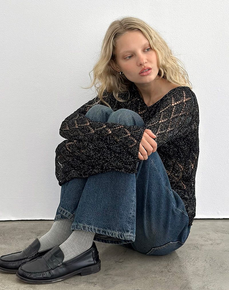 Tate Pullover in Schwarz Metallic