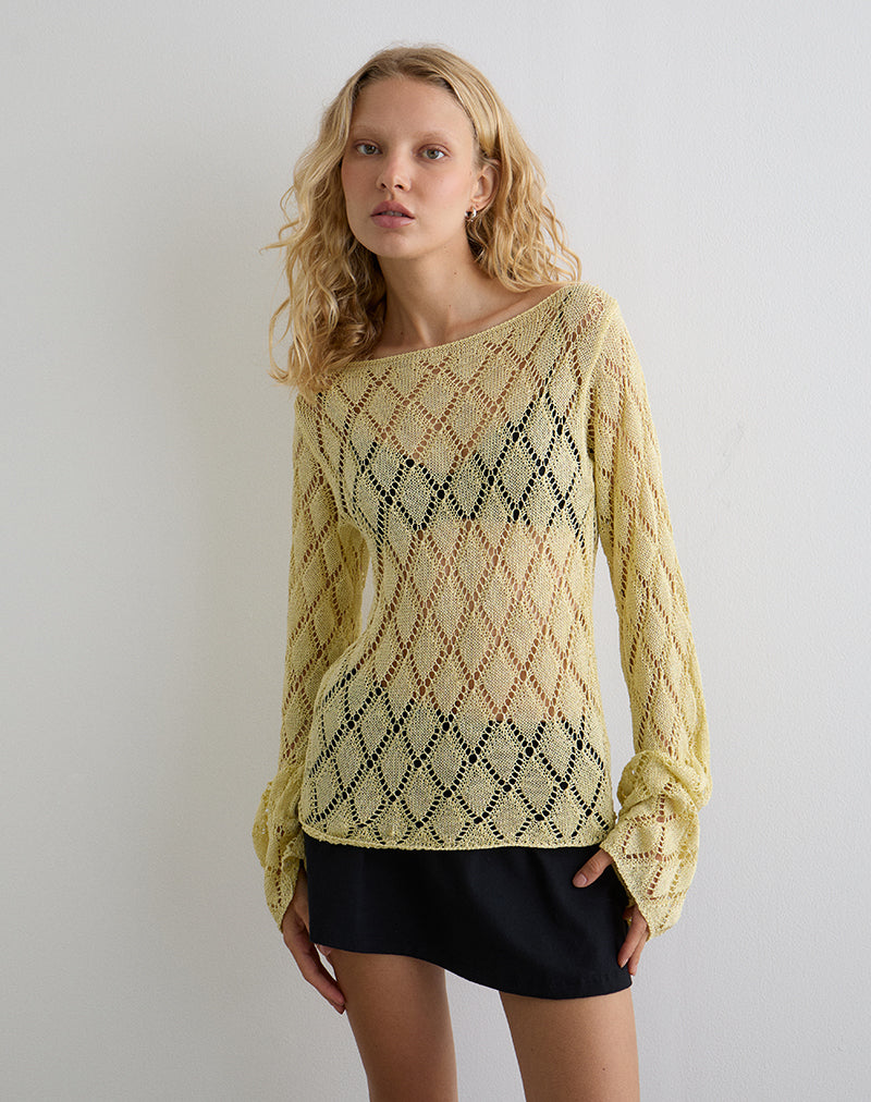 Tate-Pullover in Metallic-Zitrone