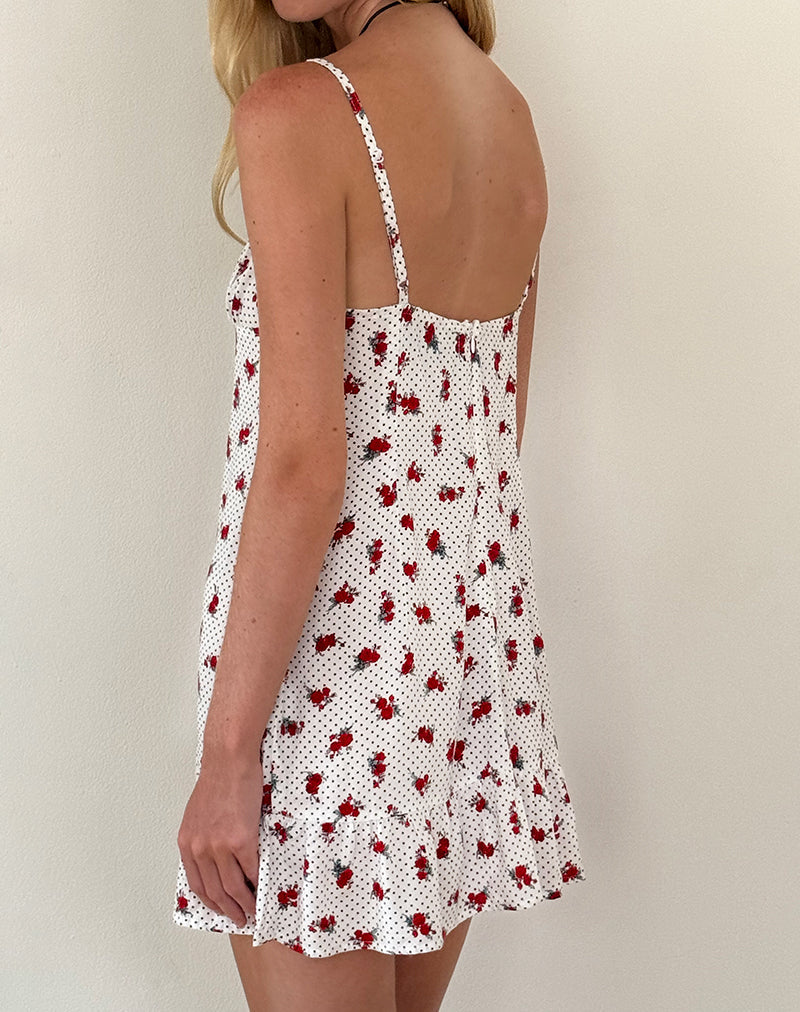 Image of Tavi Minikleid in Weiß Rose Polka