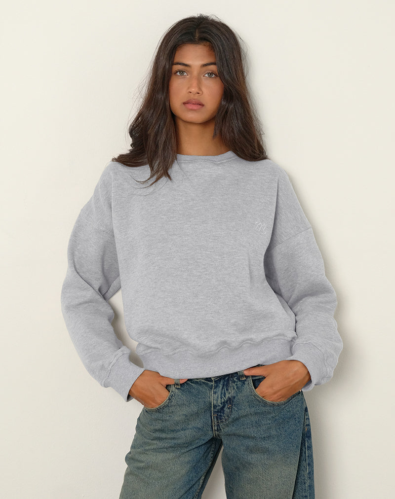Tedasa Crew Sweatshirt in Grau meliert mit M-Emblem