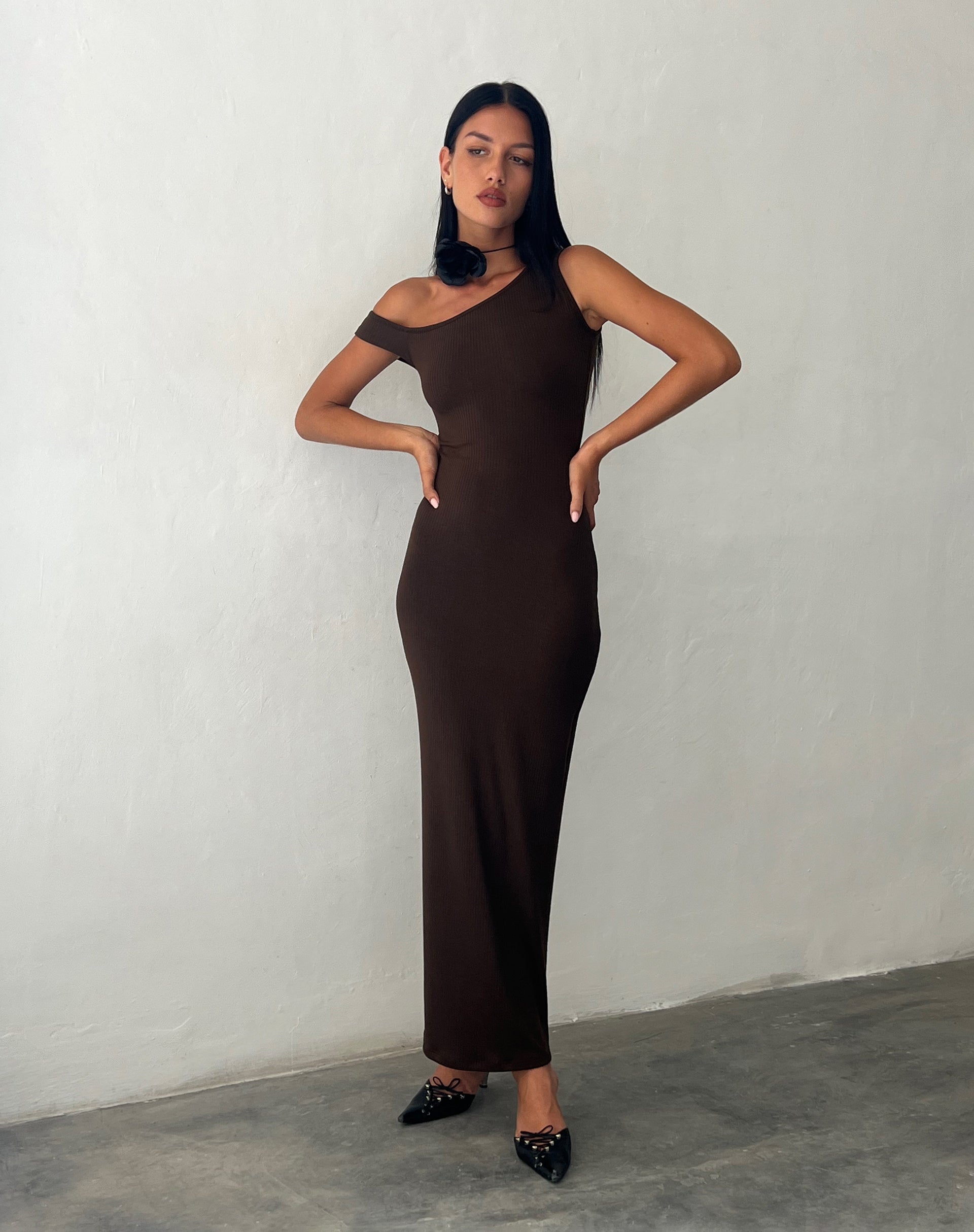 Bild von Tehyun Maxikleid in brauner Rippe