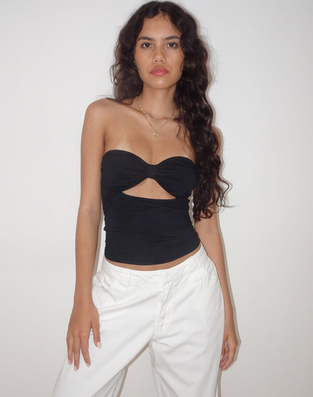 Tifose Bandeau-Top mit Drehung vorne in Schwarz
