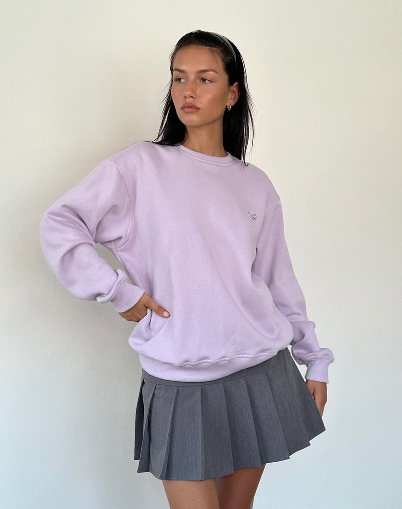 Image of Tillie Pullover in Violett mit grauer Schleifenstickerei