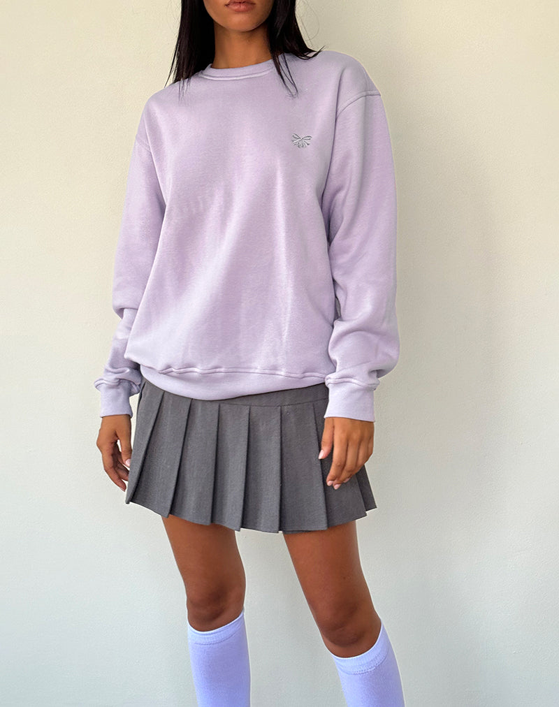 Image of Tillie Pullover in Violett mit grauer Schleifenstickerei