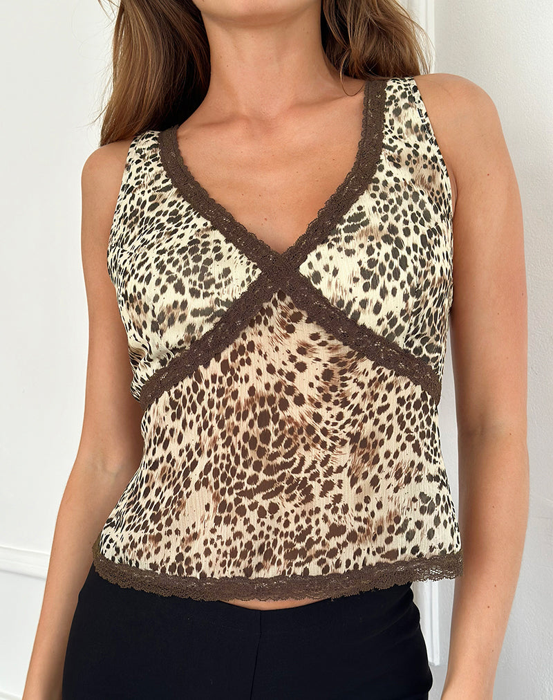 Timmy Top in Wild Leopard mit brauner Spitze