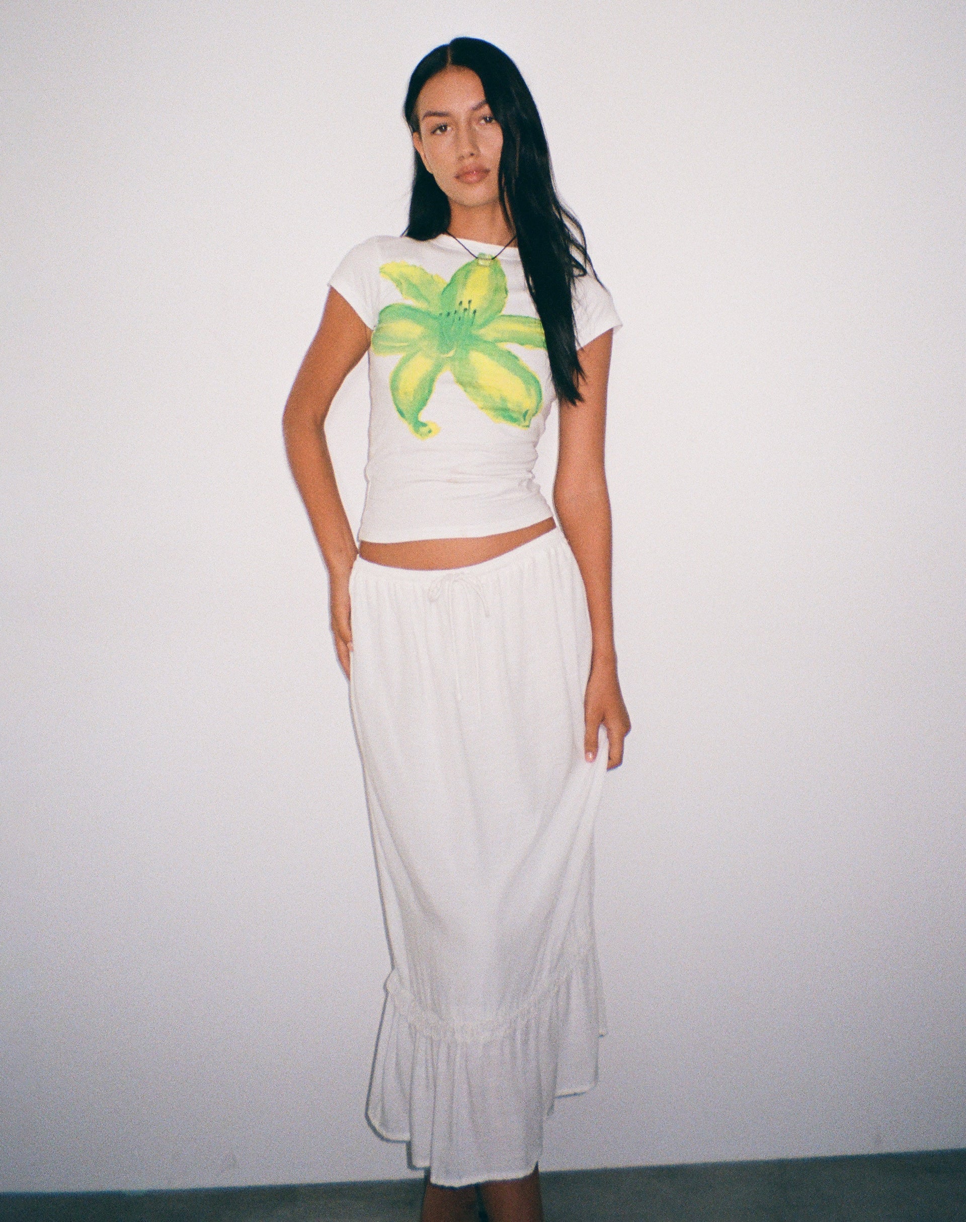 Image of Tiona Bedrucktes Tee in Sommerblume Limette