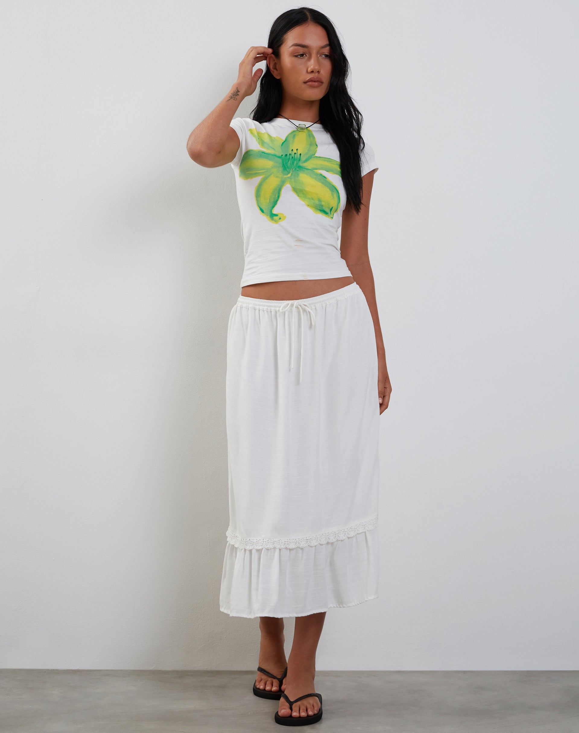 Image of Tiona Bedrucktes Tee in Sommerblume Limette