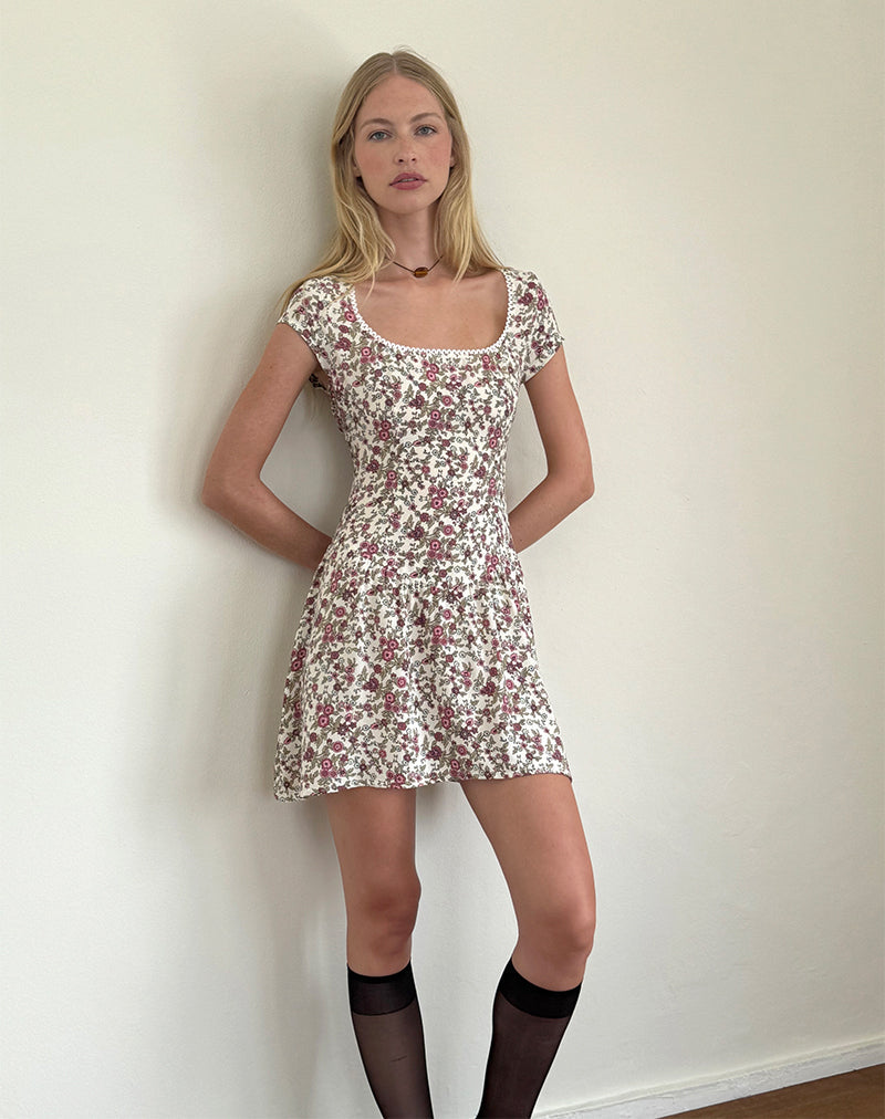 Tipani Minikleid in Vintage Bloom Elfenbein