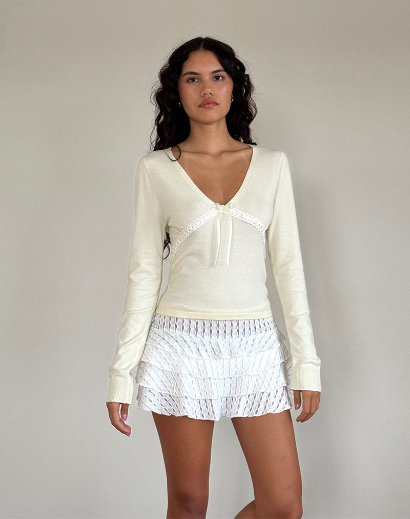 Tirzah Top aus gebürstetem Strick in Creme