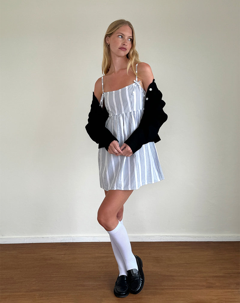 Image of Tisyani Minikleid mit vertikalen grauen Streifen